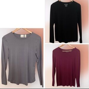 Chico’s Bundle of 3 Rayon Blend Long Sleeve Layering Tees Size 0 Reg 4/6 S